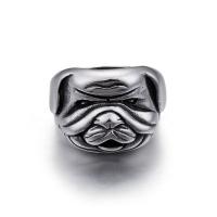 Titanium Staal Finger Ring, Hond, verschillende grootte voor keus & voor de mens & zwart maken, 7mm, Verkocht door PC