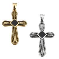 Stainless Steel Pendant with Resin Cross plated for woman & enamel & blacken Approx Sold By PC