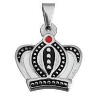 Stainless Steel Pendants, Crown, for woman & enamel, original color, 25x26x3.50mm, Hole:Approx 5x7.5mm, Sold By PC