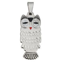 Stainless Steel Animal Pendants, Owl, for woman & enamel, original color, 16x39x3.50mm, Hole:Approx 4x8mm, Sold By PC