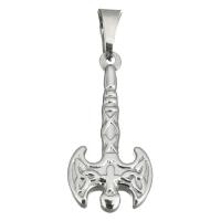 Stainless Steel Pendants, Axe, for woman, original color, 16x34x3.50mm, Hole:Approx 4.5x8mm, Sold By PC
