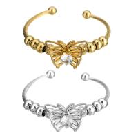 Stainless Steel Bangle, Butterfly, plated, for woman & with rhinestone, more colors for choice, 27x23mm, 8mm, 3.5mm, Inner Diameter:Approx 60mm, Sold By PC