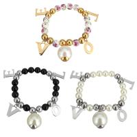 Stainless Steel Bracelet, Letter, word love, plated, charm bracelet & different materials for choice & for woman, 15.5x21mm, 10.5x16mm, 8mm, Sold Per Approx 6 Inch Strand