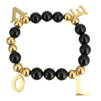 Stainless Steel Bracelet, Letter, word love, gold color plated, charm bracelet & for woman, 10.5x16mm, 11.5x16.5mm, 10mm, Sold Per Approx 8 Inch Strand