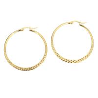 Stainless Steel Hoop Earring, gold color plated, for woman, 41x44mm, Sold By Pair