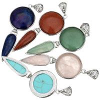 Brass Pendant with Gemstone silver color plated & for woman Approx Sold By PC