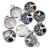 Brass Pendant with Gemstone Tree silver color plated & for woman Approx Sold By PC