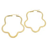 Stainless Steel Hoop Earring, gold color plated, for woman, 44x50mm, Sold By Pair