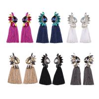 Zinc Alloy Tassel Earring with Nylon Cord & Crystal plated vintage & for woman & faceted & hollow nickel lead & cadmium free Sold By Pair