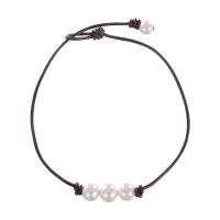 Freshwater Pearl Necklace, with PU Leather, Potato, natural, different length for choice & also can be used as bracelet & different size for choice & for woman, more colors for choice, Sold By Strand