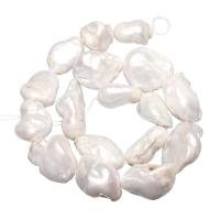 Kultivierte kernhaltige Süßwasserperlen, kultivierte Süßwasser kernhaltige Perlen, natürlich, weiß, 17-20mm, Bohrung:ca. 0.8mm, verkauft per ca. 15 ZollInch Strang