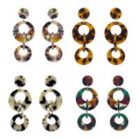 Acryl Tropfen Ohrring, mit Zinklegierung, Eisen Stecker, Geometrisches Muster, goldfarben plattiert, für Frau, keine, 30x80mm, verkauft von Paar