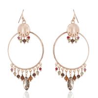 Zinc Alloy Tassel Earring with Crystal gold color plated Bohemian style & for woman & faceted nickel lead & cadmium free Sold By Pair
