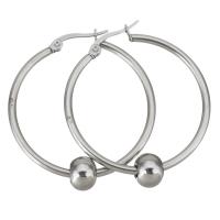 Stainless Steel Hoop Earring, for woman, original color, 34x35mm, 6x8mm, Sold By Pair