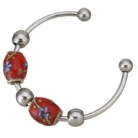 Stainless Steel Cuff Bangle with Lampwork for woman original color  3mm 8mm Inner Approx Sold By PC