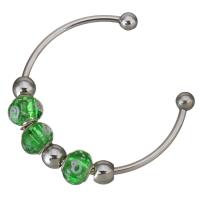 Stainless Steel Cuff Bangle, with Lampwork, for woman, original color, 8x10mm, 11x14mm, 3mm, 8mm, Inner Diameter:Approx 62x57mm, Sold By PC