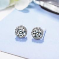 Brass Stud Earring, platinum plated, for woman & with rhinestone, nickel, lead & cadmium free, 10x10mm, Sold By Pair