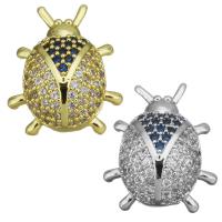 Cubic Zirconia Micro Pave Brass European Beads, Ladybug, plated, micro pave cubic zirconia & without troll, more colors for choice, 15x18x9mm, Hole:Approx 4.5mm, 10PCs/Lot, Sold By Lot