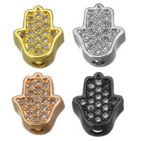 Cubic Zirconia Micro Pave Brass Beads, Hamsa, plated, micro pave cubic zirconia, more colors for choice, 8x9x4.50mm, Hole:Approx 1.5mm, 10PCs/Lot, Sold By Lot