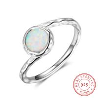 925 Sterling Silver Finger Ring with Opal Flat Round & for woman 2mm 6mm Sold By PC