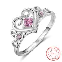 925 Sterling Silver Finger Rings Heart & for woman & with cubic zirconia 9mm 3.5mm Sold By PC