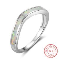 925 Sterling Silver Finger Ring with Opal & for woman 3mm Sold By PC