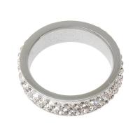 Stainless Steel Finger Ring, with Rhinestone Clay Pave, Donut, original color, 24x6mm, Hole:Approx 19mm, US Ring Size:9, Sold By PC