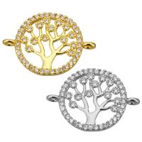 Brass Jewelry Connector, Tree, plated, micro pave cubic zirconia & 1/1 loop, more colors for choice, 20x14x3mm, Hole:Approx 0.6mm, Sold By PC