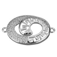 Brass Jewelry Connector, platinum plated, micro pave cubic zirconia & 1/1 loop, 25x16x3mm, Hole:Approx 0.6mm, Sold By PC