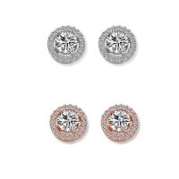 Brass Stud Earring plated for woman & with cubic zirconia nickel lead & cadmium free Sold By Pair