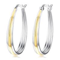 925 Sterling Silver Hoop Earrings, plated, for woman, 30.70x23.20x3.80mm, Sold By Pair