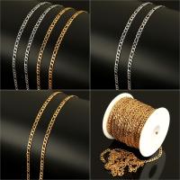 Stainless Steel Curb Chain, with plastic spool, plated, more colors for choice, 7x4x1mm, 6x4x1mm, 20m/Spool, Sold By Spool