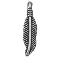 Tibetan Style Feather Pendants, antique silver color plated, nickel, lead & cadmium free, 5x19x3.50mm, Hole:Approx 1.5mm, 100PCs/Lot, Sold By Lot