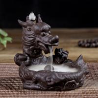 Backflow Incense Burner, Porcelain, Dragon, 110x110mm, Sold By PC