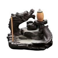 Backflow Incense Burner, Porcelain, Dragon, 80x80x100mm, Sold By PC