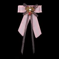 Grosgrain Ribbon Brooch, with Satin Ribbon & Tibetan Style, Bowknot, for woman & with rhinestone, more colors for choice, 120x280mm, Sold By PC