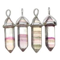 Gemstone šperky náhrdelník, Purple Fluorit, s Mosaz, kyvadlo, platinové barvy á, 12x40x10mm, Otvor:Cca 3x5mm, Prodáno By PC