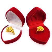 Бархатная коробочка для кольца, Бархат, с Клей Фильм, Сердце, разные стили для выбора, красный, 46x46x35mm, 100ПК/Лот, продается Лот