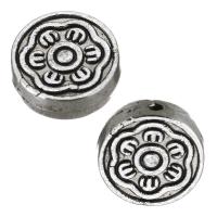 Tibetan Style Flat Beads, Flat Round, antique silver color plated, nickel, lead & cadmium free, 9.50x9x3mm, Hole:Approx 1mm, 100PCs/Lot, Sold By Lot