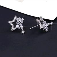 Tibetan Style Stud Earring, stainless steel post pin, silver color plated, for woman & with rhinestone, lead & cadmium free, 17x25mm, Sold By Pair