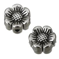 Tibetan Style Flower Beads, antique silver color plated, nickel, lead & cadmium free, 8x8.50x5mm, Hole:Approx 1mm, 100PCs/Lot, Sold By Lot