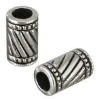 Tibetan Style Large Hole Bead, Column, antique silver color plated, nickel, lead & cadmium free, 6x10.50x6mm, Hole:Approx 4mm, 100PCs/Lot, Sold By Lot