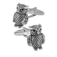 Brass Cufflinks Owl antique silver color plated for man Sold By Pair