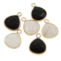 Gemstone Pendant, with Brass, Teardrop, gold color plated, different materials for choice & faceted, 14x18x7mm, Hole:Approx 1mm, 10PCs/Bag, Sold By Bag