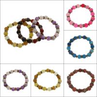 Effloresce Agate Bracelet, with rhinestone brass spacer & Tibetan Style, Round, Unisex & with rhinestone, more colors for choice, 10mm, Sold Per Approx 7.5 Inch Strand