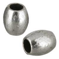 alliage de zinc perle à grand trou, tambour, Plaqué de couleur d'argent, protéger l'environnement, sans nickel, plomb et cadmium, 7x8x7mm, Trou:Environ 3.5mm, 100PC/lot, Vendu par lot