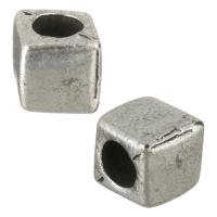 Zinc Alloy Large Hole Bead Square antique silver color plated nickel lead & cadmium free Approx 4mm Sold By Lot