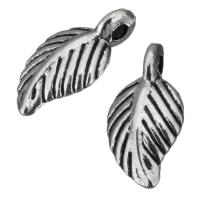 Tibetan Style Leaf Pendants, antique silver color plated, 8x15x4.50mm, Hole:Approx 1.5mm, 500PCs/Lot, Sold By Lot