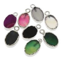 Gemstone Pendant, with Brass, Flat Oval, platinum color plated, different materials for choice & 1/1 loop, 11.50x21x5.50mm, Hole:Approx 1mm, 10PCs/Bag, Sold By Bag
