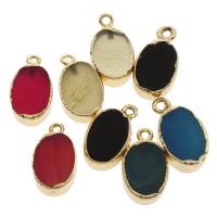 Gemstone Pendant, with Brass, Flat Oval, gold color plated, different materials for choice & 1/1 loop, 11.50x21x5.50mm, Hole:Approx 1mm, 10PCs/Bag, Sold By Bag